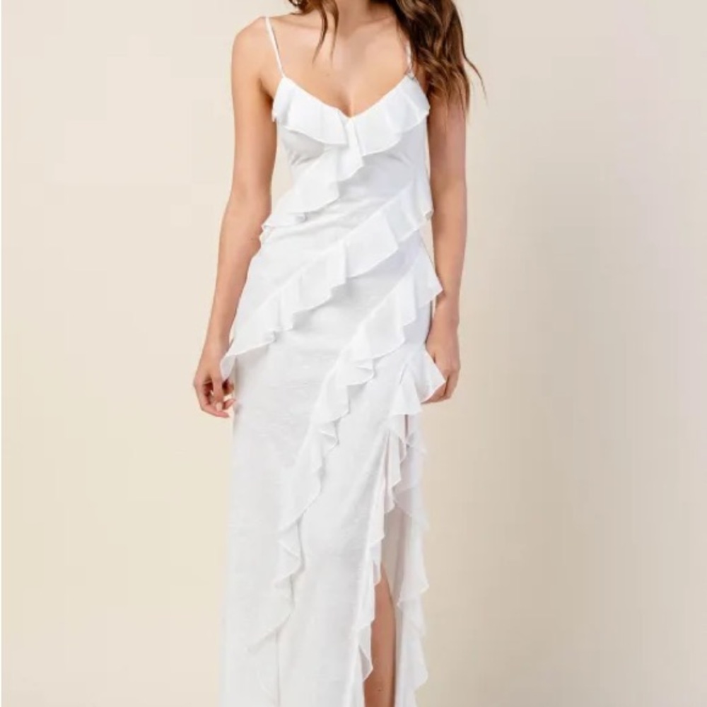White Ruffle Maxi lace resort or wedding dress
